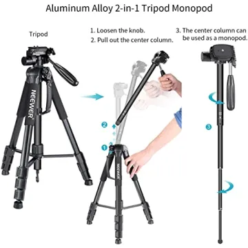 Lightweight NEEWER Portable 2-in-1 Tripod Monopod