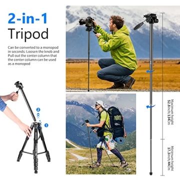 Lightweight NEEWER Portable 2-in-1 Tripod Monopod