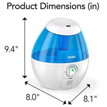Vicks Mini Filter-Free Cool Mist Humidifier, Small Room, .5 Gallon Tank, Blue – Visible Humidifier for Bedrooms, Baby Nurseries and More, Works with VapoPads
