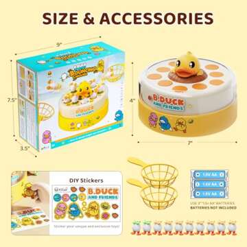 B.Duck Catch Duck Board Games Bounce Catching Music Games for Preschool Toddlers Kids Toys Popping Up Family Game Night Christmas Birthday Gifts Age 3-5 4-8 5-7