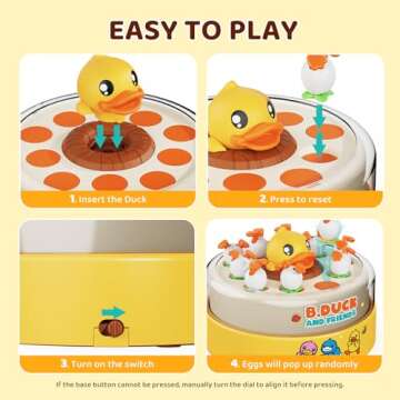 B.Duck Catch Duck Board Games Bounce Catching Music Games for Preschool Toddlers Kids Toys Popping Up Family Game Night Christmas Birthday Gifts Age 3-5 4-8 5-7