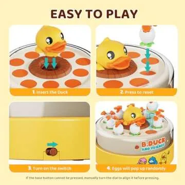 B.Duck Catch Duck Board Games Bounce Catching Music Games for Preschool Toddlers Kids Toys Popping Up Family Game Night Christmas Birthday Gifts Age 3-5 4-8 5-7