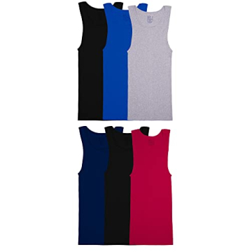 Fruit of the Loom Men's Sleeveless Tank A-Shirt - 6 Pack, Moisture Wicking, Tag Free