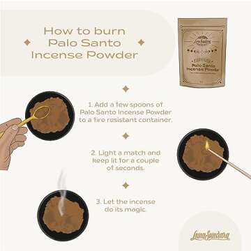 Luna Sundara Palo Santo Incense Powder from 100% Wild Peruvian Palo Santo 4oz Sustainably Palo Santo...