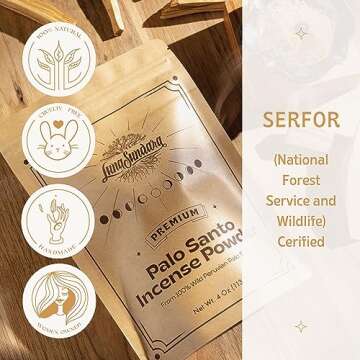 Luna Sundara Palo Santo Incense Powder from 100% Wild Peruvian Palo Santo 4oz Sustainably Palo Santo Wood Powder for Smudging and Homemade Incense (Powder of Palo Santo (Bursera Graveolens Wood))