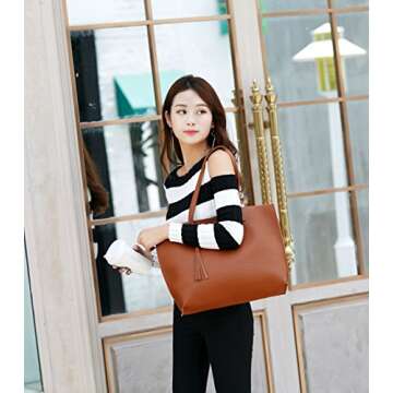 Chic Dreubea Women's Soft Faux Leather Tote Bag