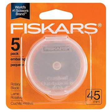 Fiskars Rotary Cutter 45mm Replacement Blades - 5-Pack - 45mm Stainless Steel Rotary Cutter Blade - Craft Supplies
