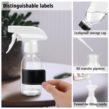 Tecohouse 4 OZ Glass Spray Bottles Kit for Essential Uses