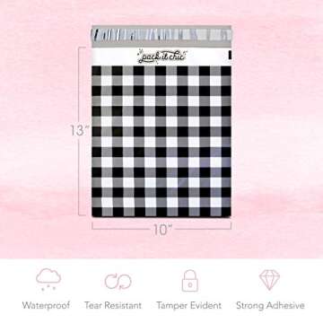 Pack It Chic 10X13 Gingham Plaid Poly Mailers - 100 Pack