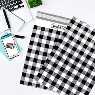 Pack It Chic 10X13 Gingham Plaid Poly Mailers - 100 Pack