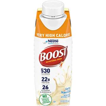 Boost Very High Calorie Nutritional Drink - Delicious Vanilla Flavor, 12 Pack (8 FL OZ)