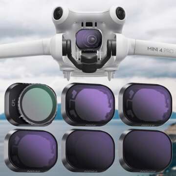 IZEAFH ND Filters Set for DJI Mini 4 Pro Accessories 6-Pack (CPL ND8 ND16 ND32 ND64 ND256) Camera Lens ND Filters Set Compatible with DJI Mini 4 Pro Drone