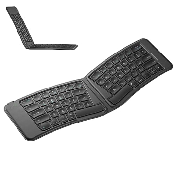 Nulea RT06 Business Series Leather Bluetooth Foldable Keyboard, Folding Portable Keyboard for Travel...