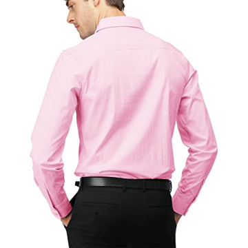 H2H Mens Wrinkle Free Slim Fit Dress Shirt Pink