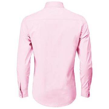 H2H Mens Wrinkle Free Slim Fit Dress Shirt Pink