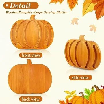 Fall Harvest Pumpkin Wooden Serving Platter for Thanksgiving
