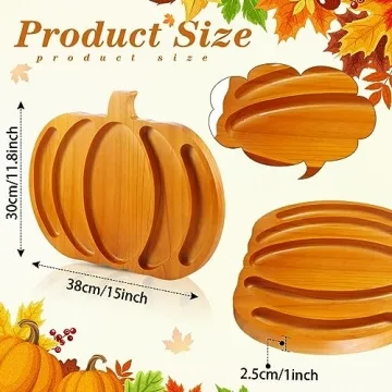 Fall Harvest Pumpkin Wooden Serving Platter for Thanksgiving