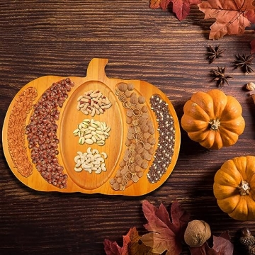 Fall Harvest Pumpkin Wooden Serving Platter for Thanksgiving