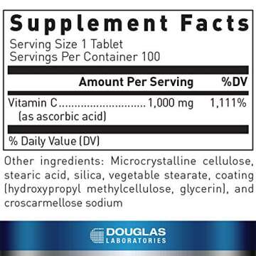 Douglas Laboratories Vitamin C | Water-Soluble Antioxidant Supplement to Support Immune Function and Normal Wound Healing* | 100 Tablets