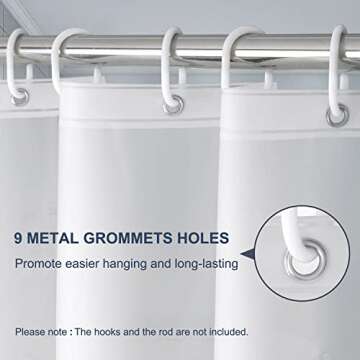 EurCross Frosted Stall Shower Curtain Liner, 8G PEVA Waterproof Weighted Hem Shower Liner with 5 Magnets, Narrow Small Shower Curtain Liner 54 inch Wide,9 Buttonholes (Frosted, 54"W x 78"H)