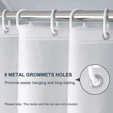 EurCross Frosted Stall Shower Curtain Liner, 8G PEVA Waterproof Weighted Hem Shower Liner with 5 Magnets, Narrow Small Shower Curtain Liner 54 inch Wide,9 Buttonholes (Frosted, 54"W x 78"H)