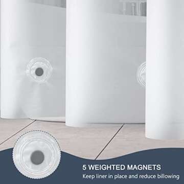 EurCross Frosted Stall Shower Curtain Liner, 8G PEVA Waterproof Weighted Hem Shower Liner with 5 Magnets, Narrow Small Shower Curtain Liner 54 inch Wide,9 Buttonholes (Frosted, 54"W x 78"H)