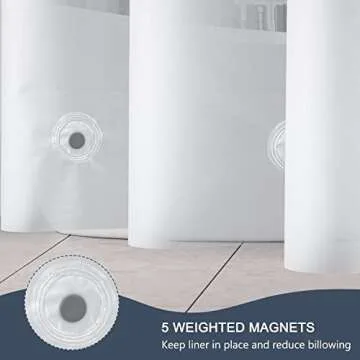 EurCross Frosted Stall Shower Curtain Liner, 8G PEVA Waterproof Weighted Hem Shower Liner with 5 Magnets, Narrow Small Shower Curtain Liner 54 inch Wide,9 Buttonholes (Frosted, 54"W x 78"H)