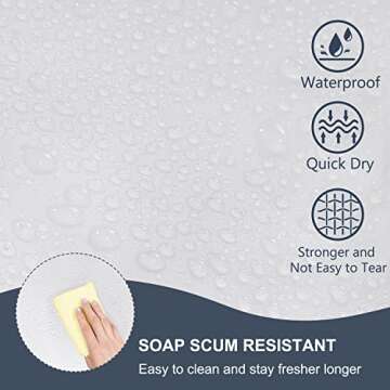 EurCross Frosted Stall Shower Curtain Liner, 8G PEVA Waterproof Weighted Hem Shower Liner with 5 Magnets, Narrow Small Shower Curtain Liner 54 inch Wide,9 Buttonholes (Frosted, 54"W x 78"H)