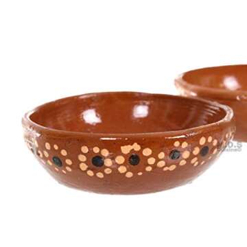 EMATIK Salsero de Barro 2 Single Salsa Bowls Traditional Clay Artisan Artezenia Made in Mexico Condi...