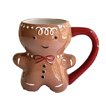 Gingerbread Man Mug Cartoon Cute Ceramic Cup for Tea Coffee Funny Gifts for Family Friends