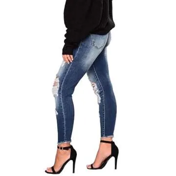 Stylish Women's High Waisted Distressed Skinny Jeans