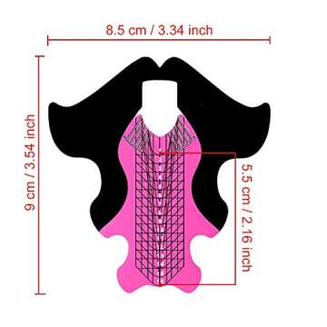 Tvoip 100Pcs/Pack Nail Forms Extension Tips Guide Extension French DIY Tool Fish Acrylic UV Gel Nail Art Tools Builder Sticker Sculpting (Pink)