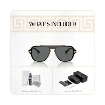 Versace VE2199 MEDUSA CHARM 100281 56MM Black/Grey Polarized Square Sunglasses For Men + BUNDLE With...