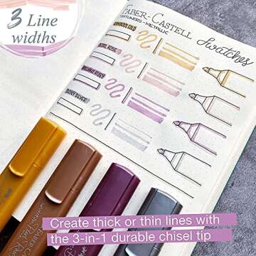 Faber-Castell Metallic Highlighters - 4 Glitter Pens for Creative Note Taking and Journaling