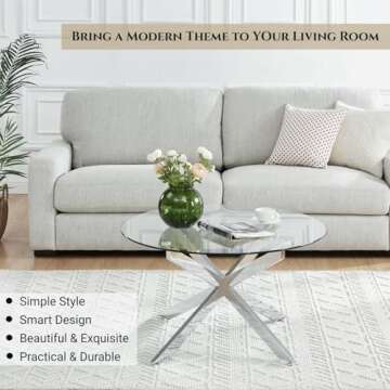 Modern Round Glass Coffee Table with Unique Design