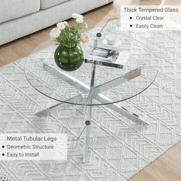 Modern Round Glass Coffee Table with Unique Design