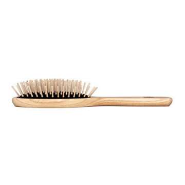 TEK - Large Oval Ash Wood Brush Handmade in Italy, with Short Tooth, Universal for All Hair Types - 22 x 6 cm