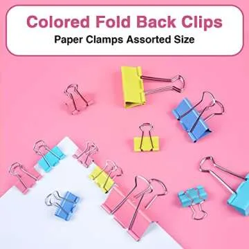 350 Pcs Colorful Binder Clips Set for Office & School Supplies