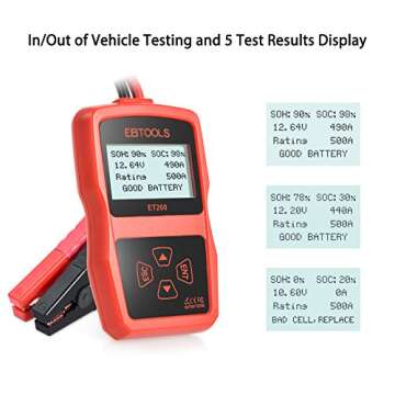 EBTOOLS Car Battery Tester for Accurate Battery Diagnostics