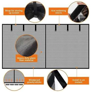 Garage Door Screen for 2 Car 16x7FT - Magnetic Closure, Reinforced Fiberglass Mesh, Heavy Duty Weighted Bottom, Hands-Free Operation, Easy Assembly & Pass-Through