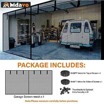 Garage Door Screen for 2 Car 16x7FT - Magnetic Closure, Reinforced Fiberglass Mesh, Heavy Duty Weighted Bottom, Hands-Free Operation, Easy Assembly & Pass-Through