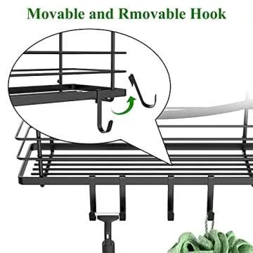 ODesign Large Shower Caddy with Removable 4 Hooks Adhesive Shower Shelf Basket No Drilling Rustproof SUS304 Kitchen Spice Racks Bathroom Storage Organizer - 2 Pack (Black)