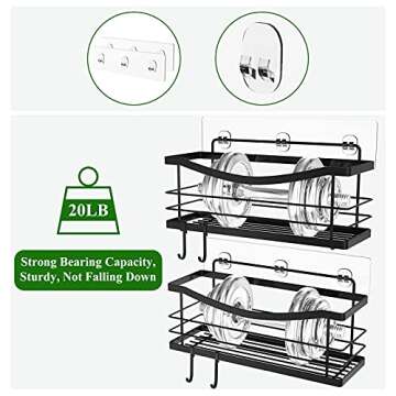 ODesign Large Shower Caddy with Removable 4 Hooks Adhesive Shower Shelf Basket No Drilling Rustproof SUS304 Kitchen Spice Racks Bathroom Storage Organizer - 2 Pack (Black)
