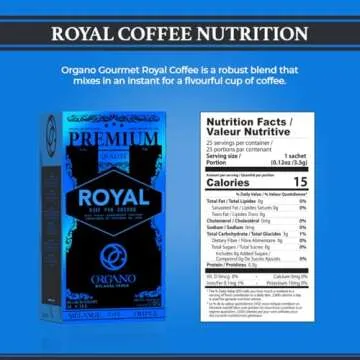 ORGANO Royal Black Medium Dark Roast Instant Coffee with Mushrooms