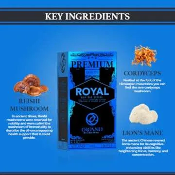 ORGANO Royal Black Medium Dark Roast Instant Coffee with Mushrooms