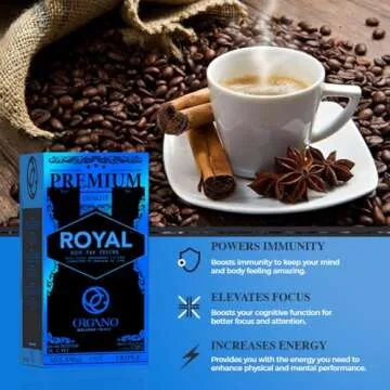 ORGANO Royal Black Medium Dark Roast Instant Coffee with Mushrooms