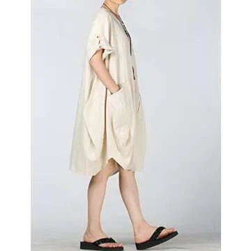 Minibee Women's Ruffle Midi Dress with Pockets - Elegant & Versatile