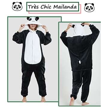 Très Chic Mailanda Panda Cosplay Pajamas Adult Unisex Onesies Animal Sleepwear Halloween Costume
