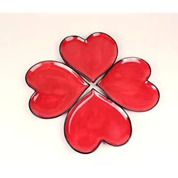 Cosmos Gifts Fine Ceramic Valentine Anniversary Happy Hearts Red Heart Shape Dessert Plates (Set of ...