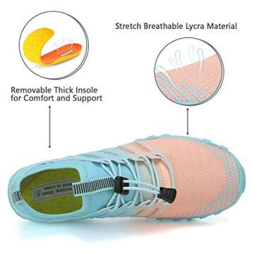 WateLves Water Shoes Mens Womens Beach Swim Shoes Quick-Dry Aqua Socks Pool Shoes for Surf Yoga Water Aerobics (Gradient Pink Blue, 40)